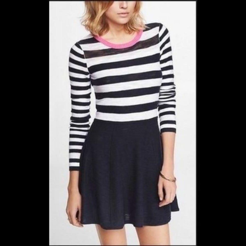 Express Stripe Blocked Sweater Skater Dress XS
